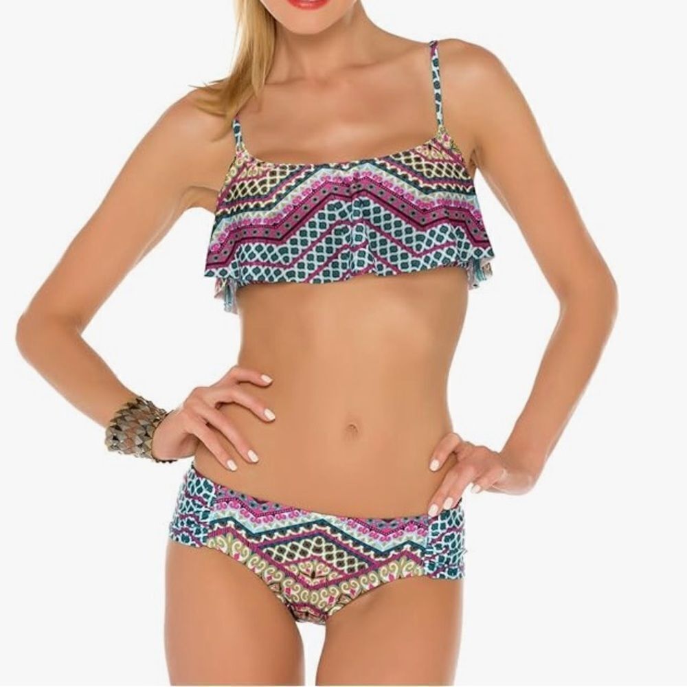 BECCA by Rebecca Women's Flounce Bikini Swimsuit Small